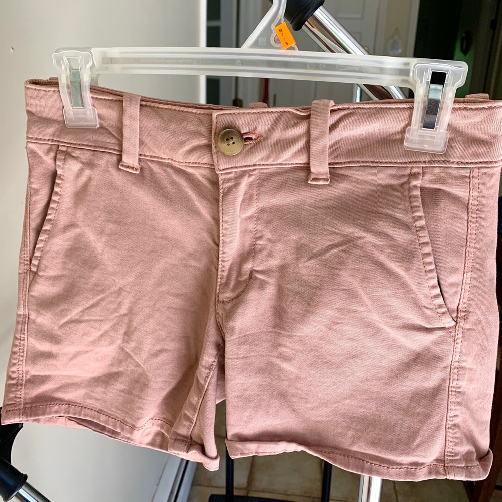 Soft pink denim shorts